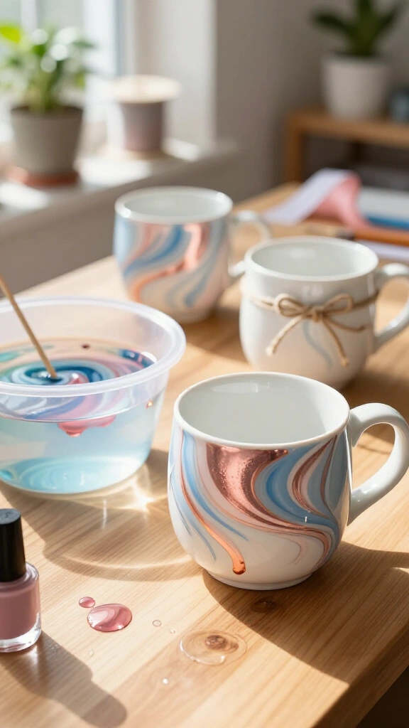 Custom marbled coffee mugs