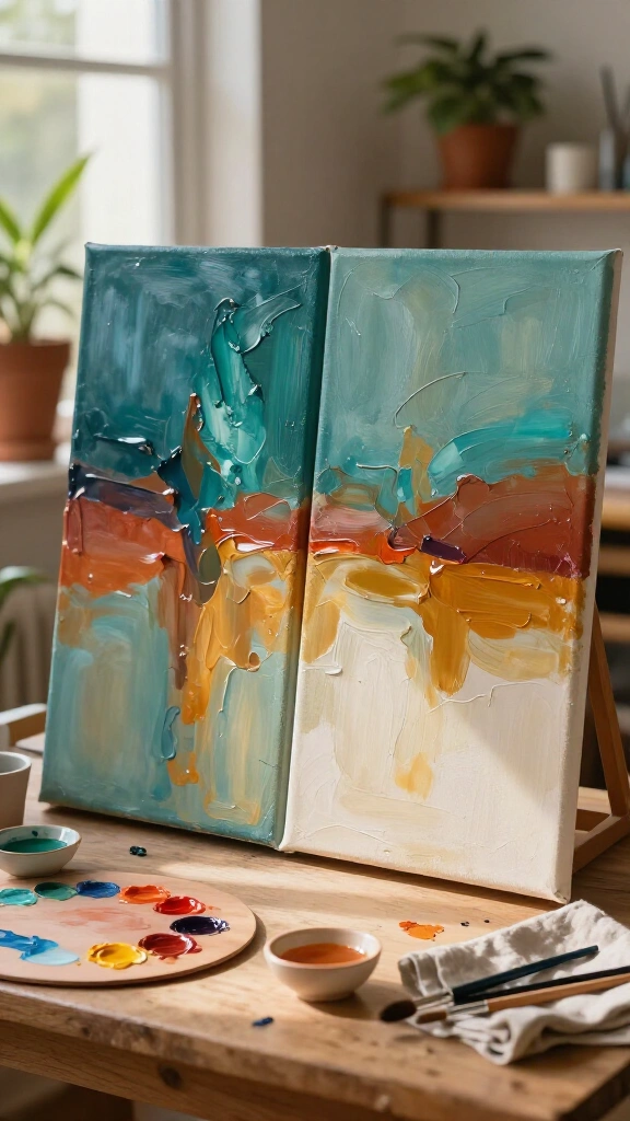 Dual-canvas split painting
