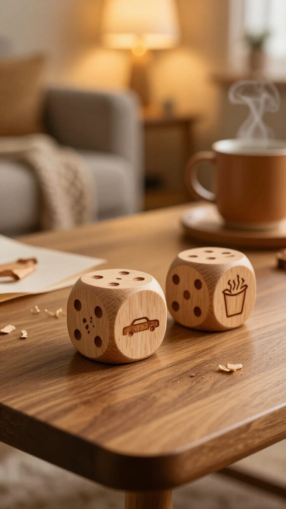 Custom wooden date night dice