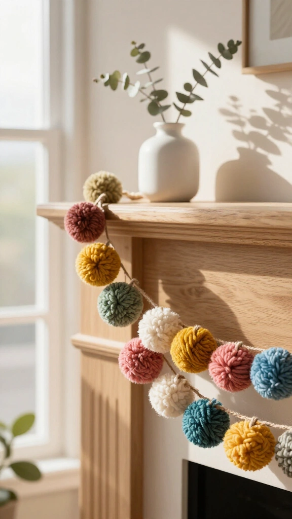 Yarn pom-pom garland