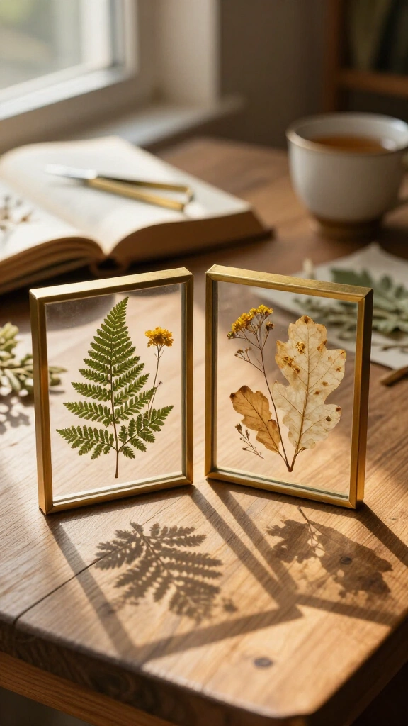 Pressed botanical glass frames