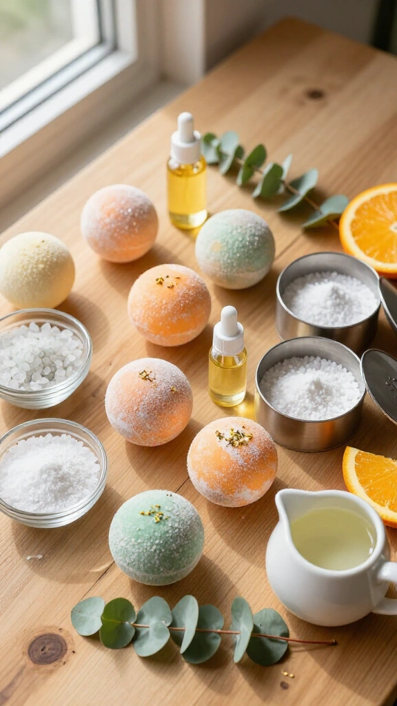 Homemade essential oil bath bombs