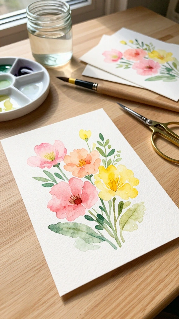 Watercolor floral greeting cards