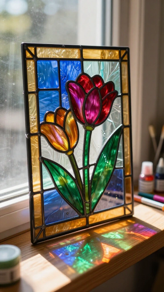 Faux stained glass window clings