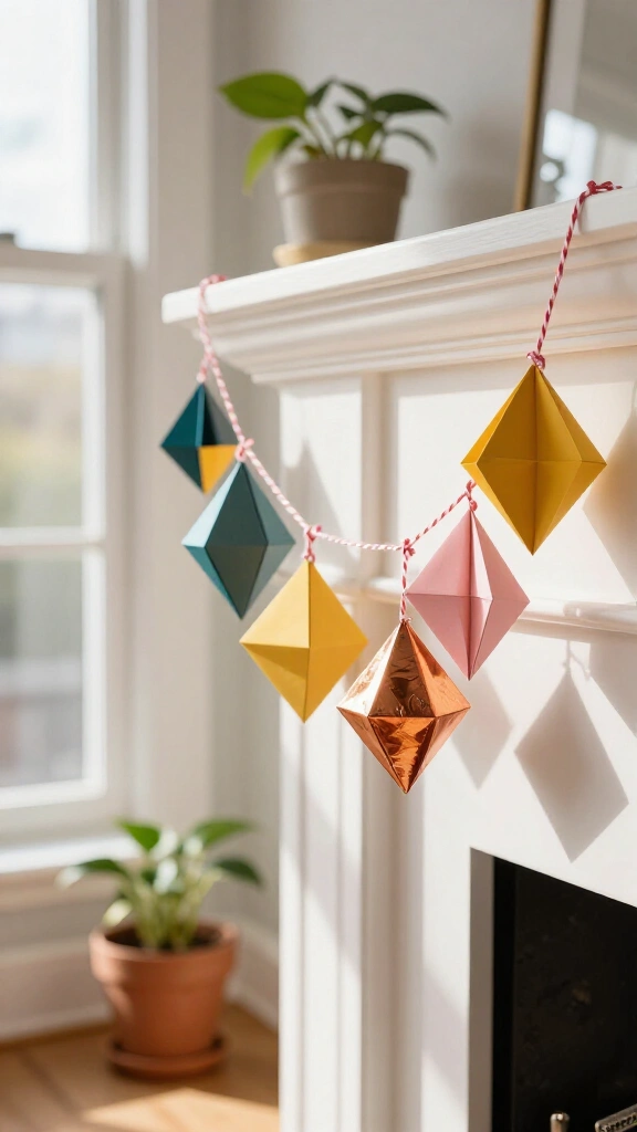 Geometric origami garlands
