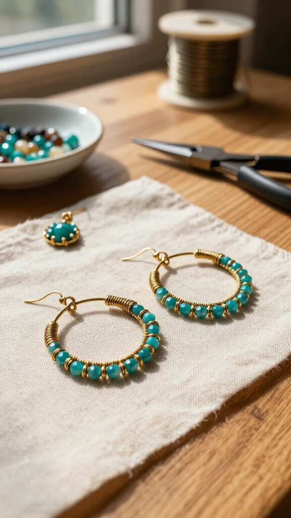 Elegant beaded hoop earrings