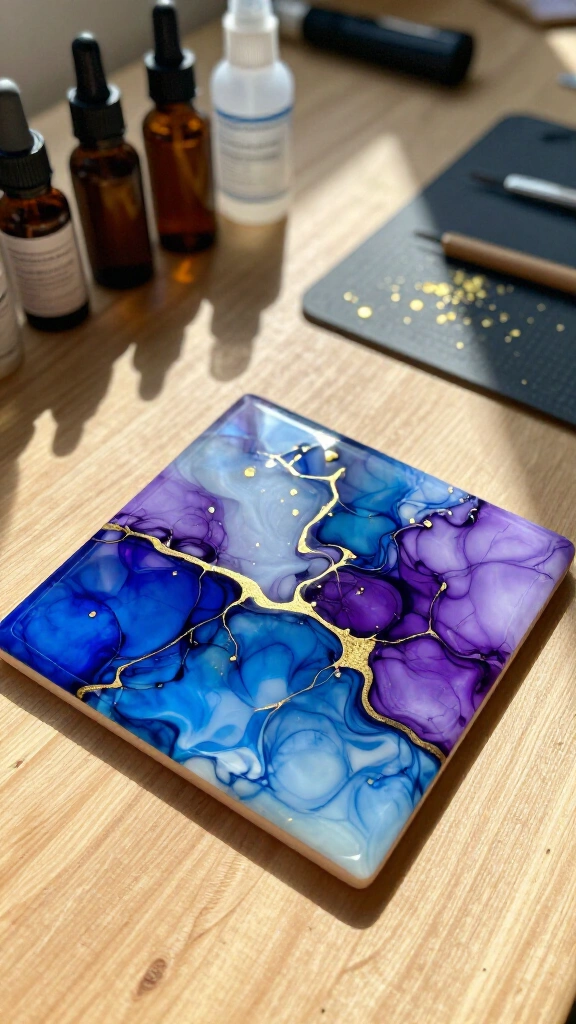 Colorful alcohol ink coasters