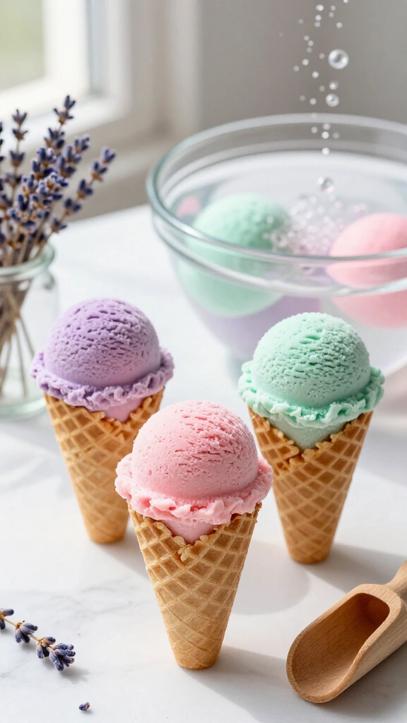 Fizzy ice cream cone bath bombs
