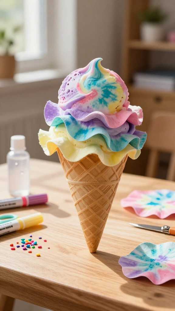 Coffee filter ice cream art