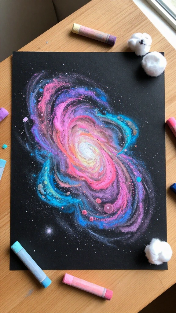 Black paper chalk galaxies