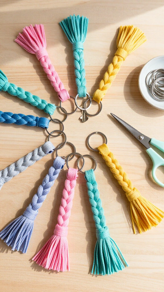 T-shirt yarn keychains