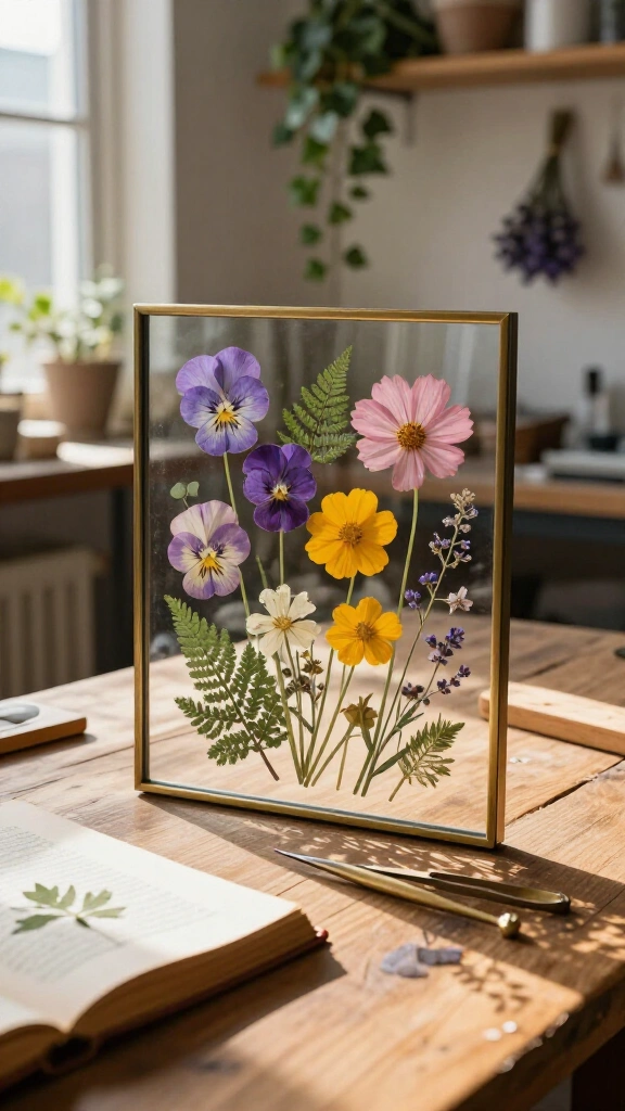 Botanical pressed flower art