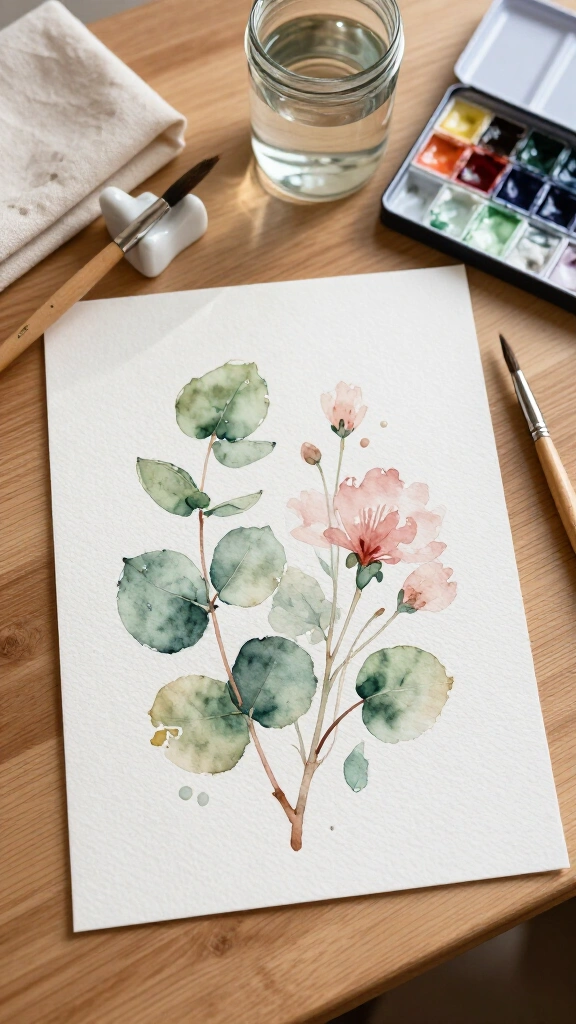 Loose watercolor botanical painting