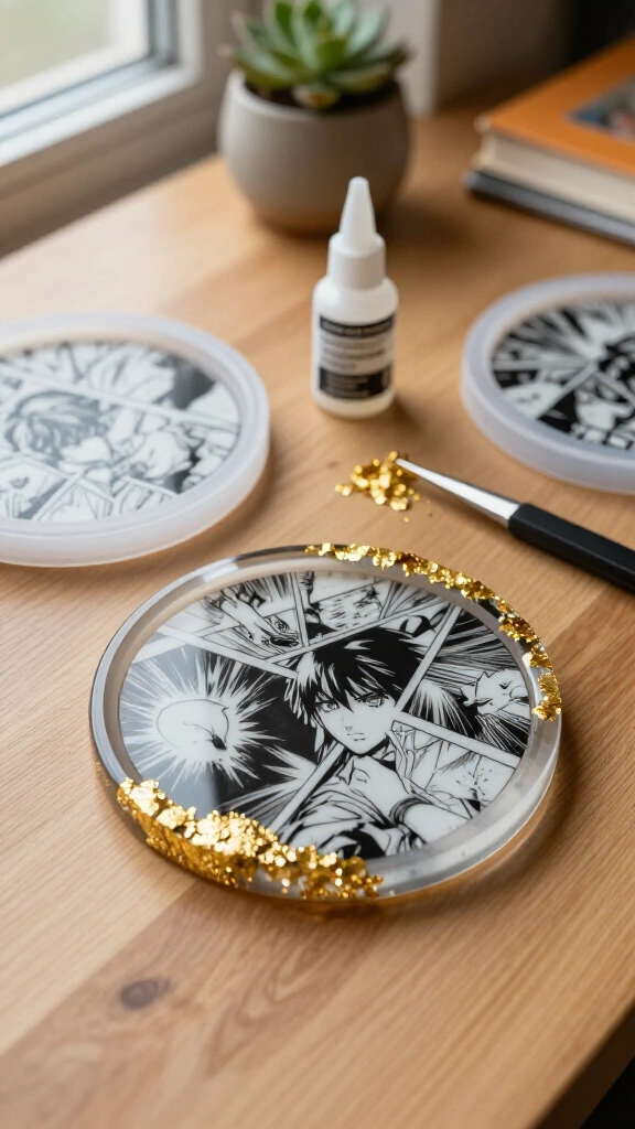 Custom manga panel resin coasters