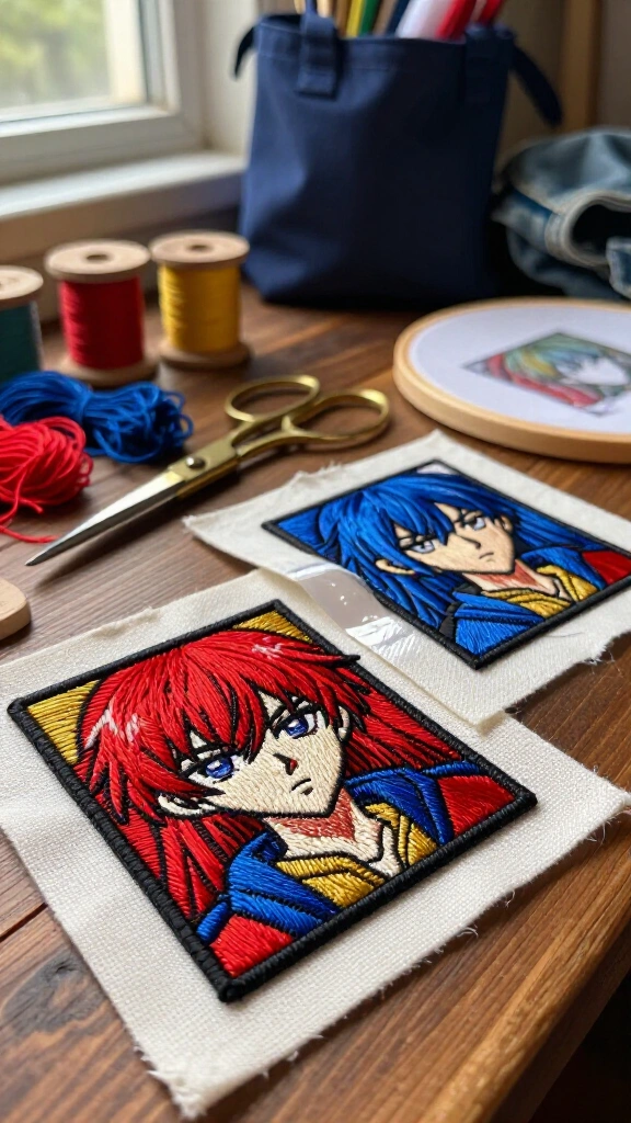 Embroidered anime character patches