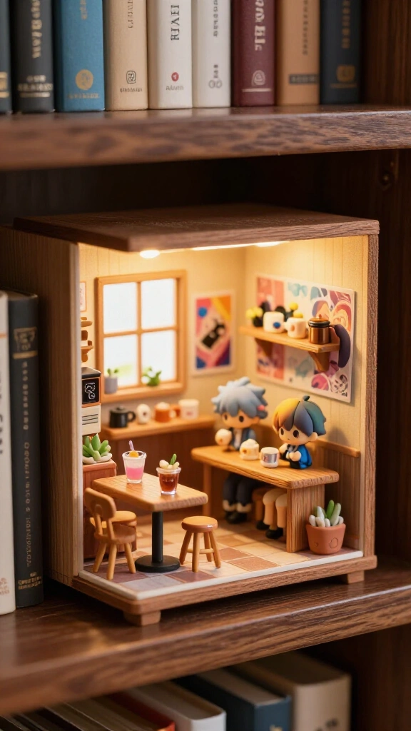 Miniature anime room dioramas