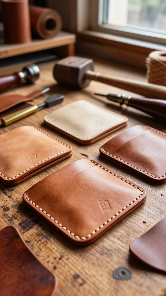 Stamped leather card holders