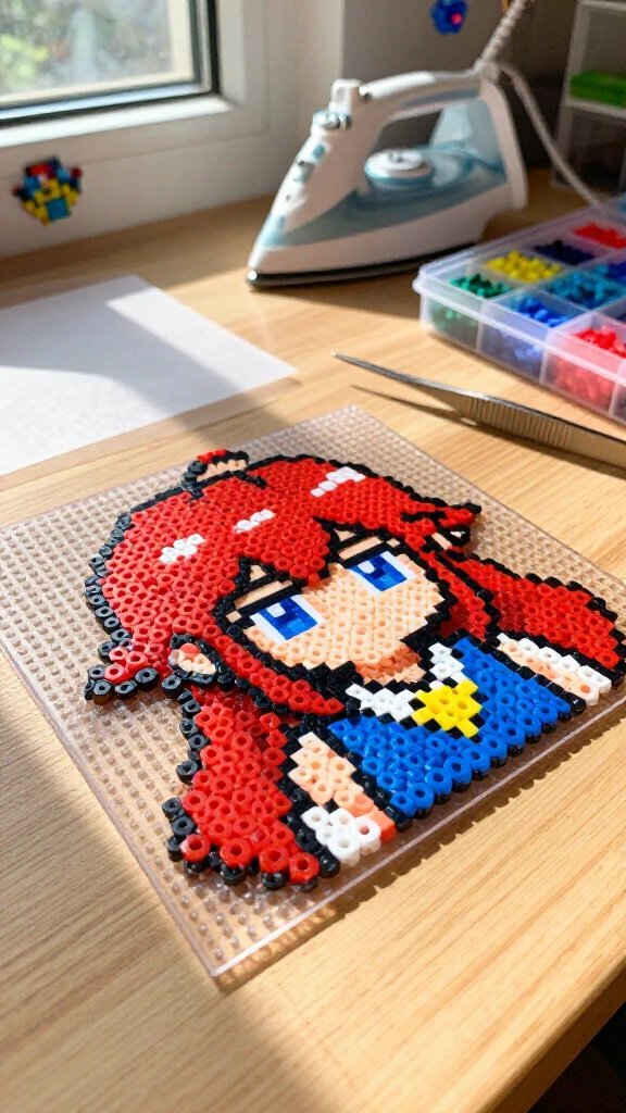 Perler bead anime sprite art