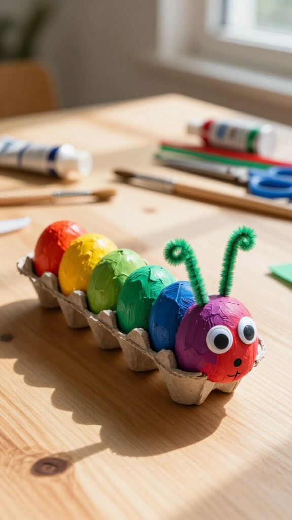 Colorful egg carton caterpillars