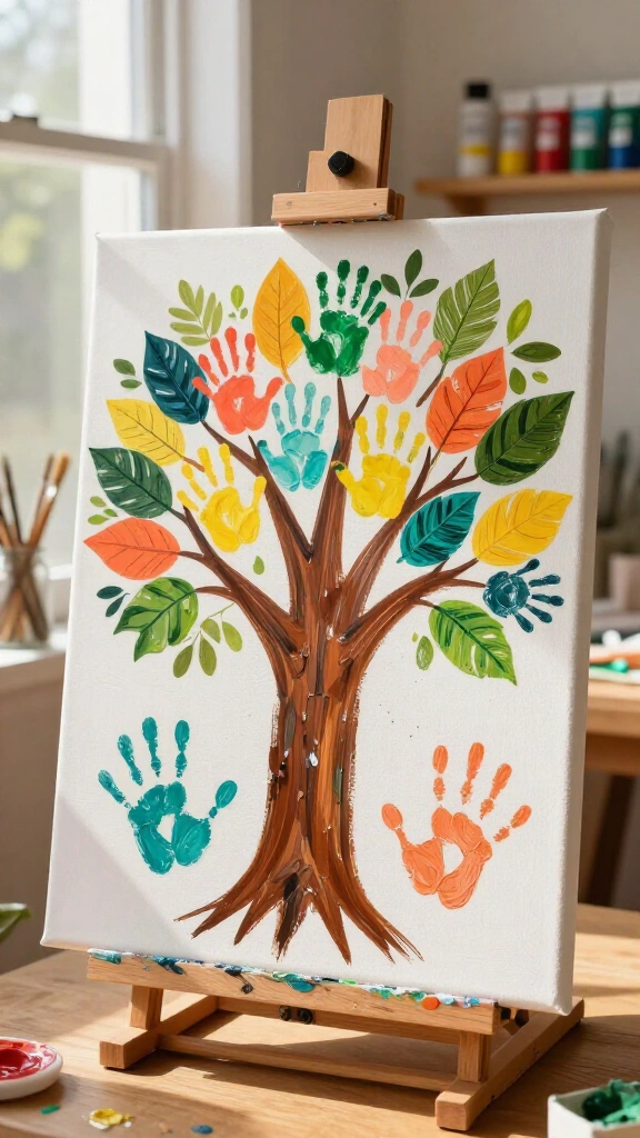 Handprint family tree canvas