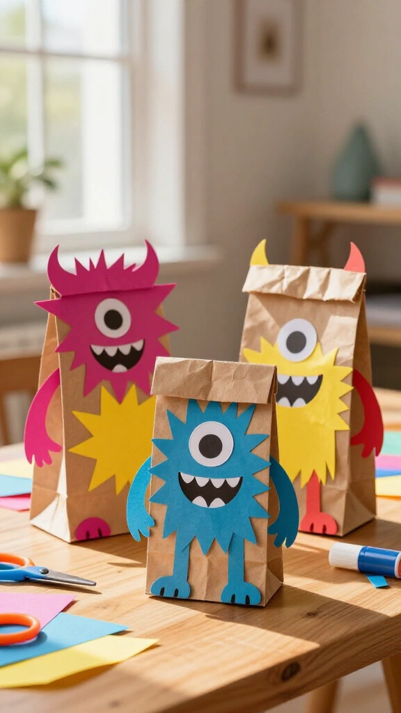 Paper bag hand puppets