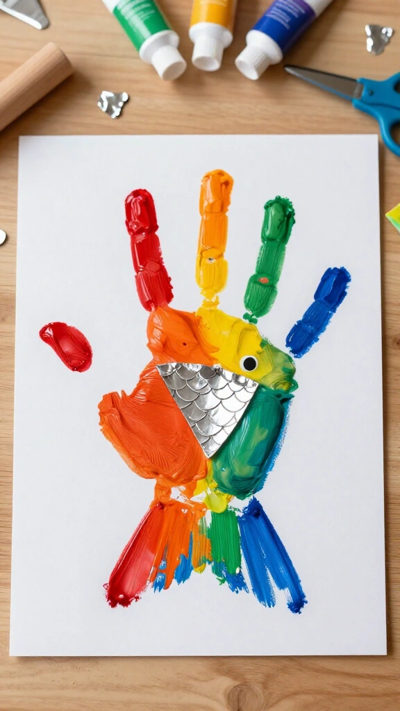 Handprint rainbow fish