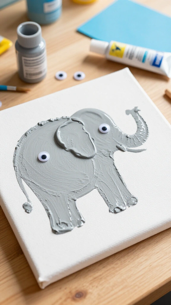 Handprint elephant canvas