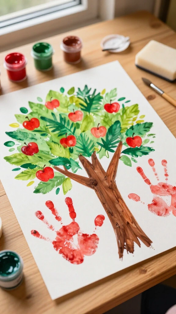 Handprint apple tree painting