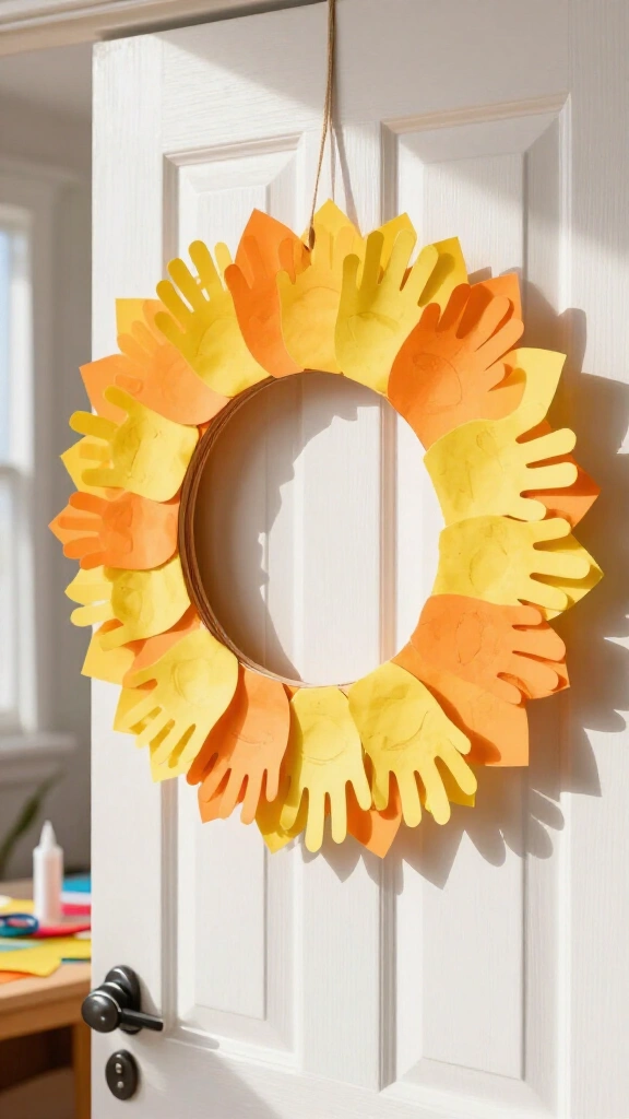 Handprint sunflower wreath