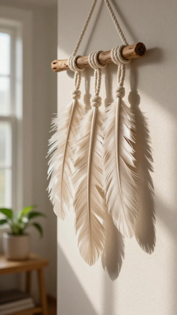 Macrame feather wall hanging