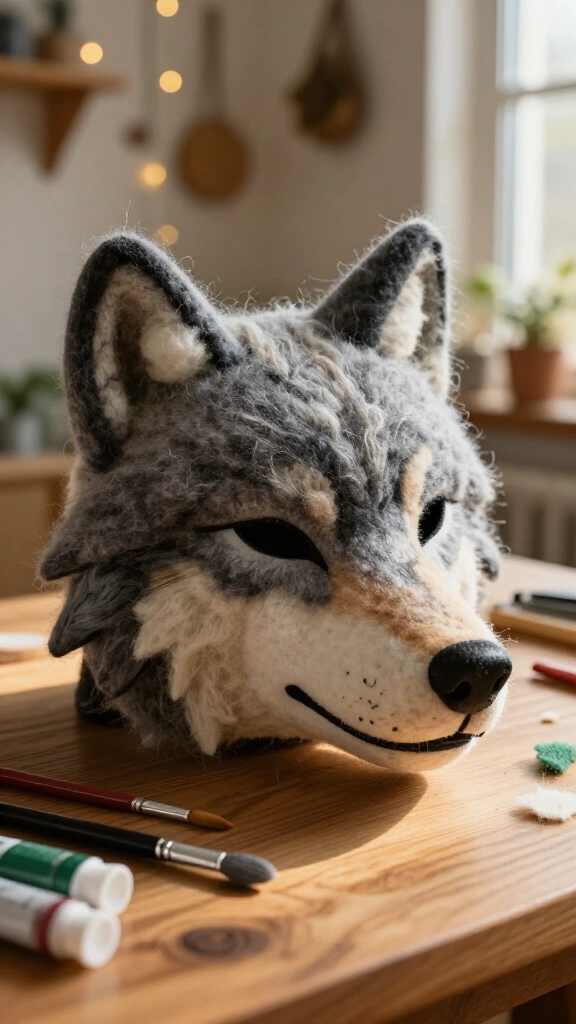 Custom felted therian mask