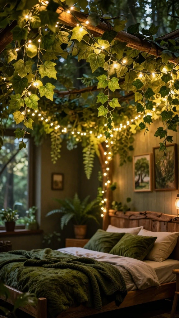 Forest canopy leaf string lights
