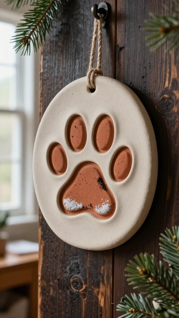 Air-dry clay pawprint plaque
