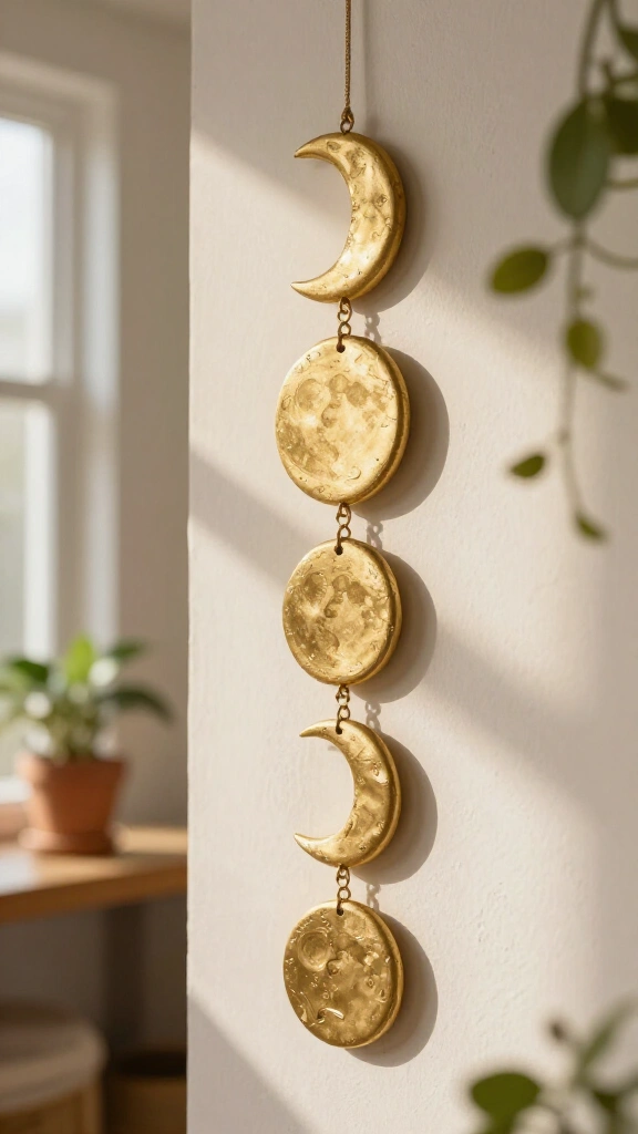 Clay moon phase hanging
