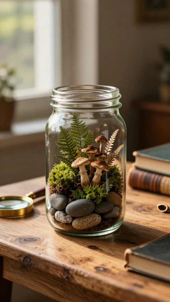 Dried botanical jar terrarium