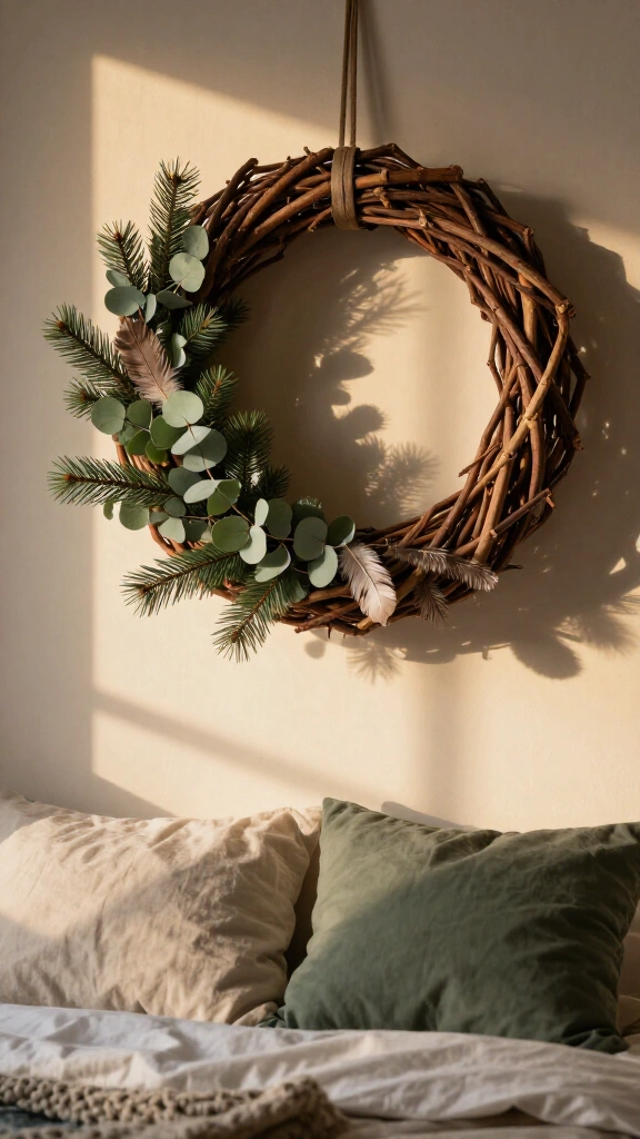 Woven willow branch wreath