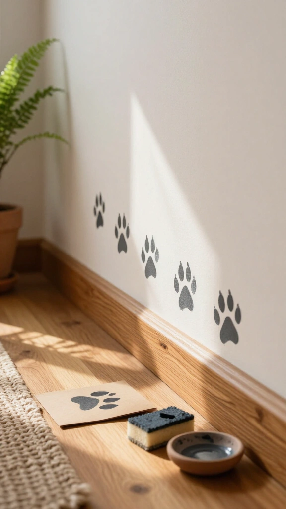 Animal footprint stencil wall art