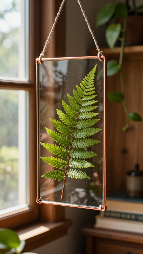Pressed fern wall hanging