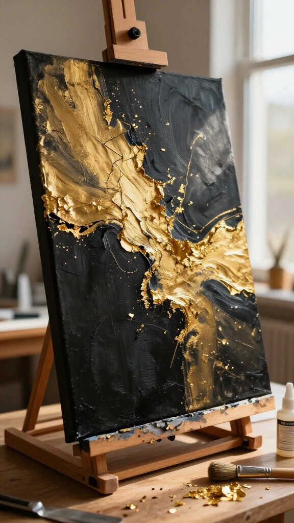 Gold leaf canvas art