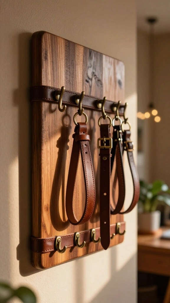 Faux leather collar display hook