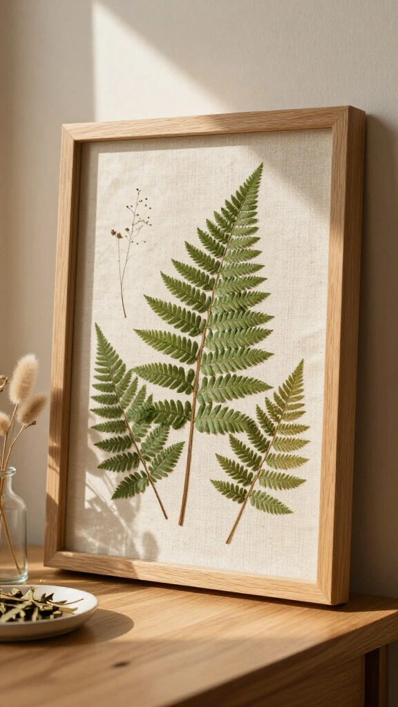 Pressed flower wall hangings on linen