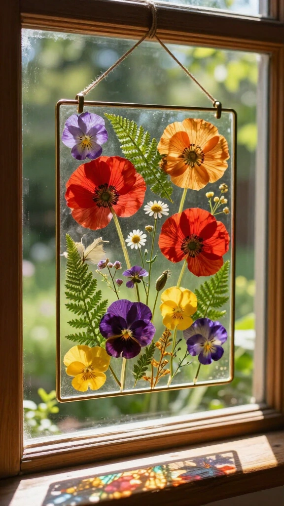 Framed floral suncatchers