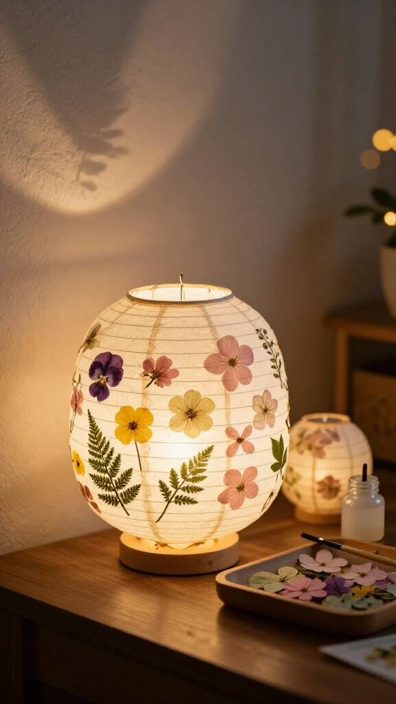 Pressed flower paper lanterns