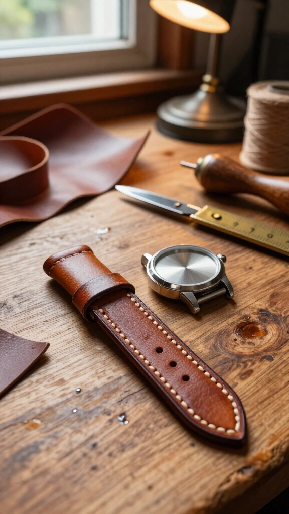 Custom leather watch strap