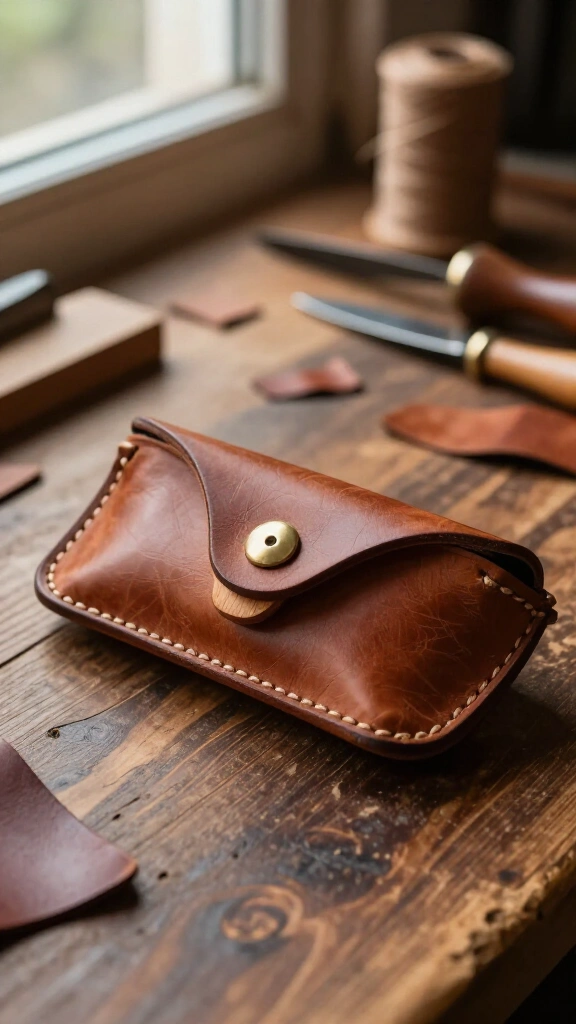 Hard-shell leather glasses case