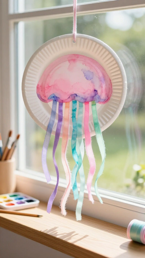 Wobbly paper plate jellyfish