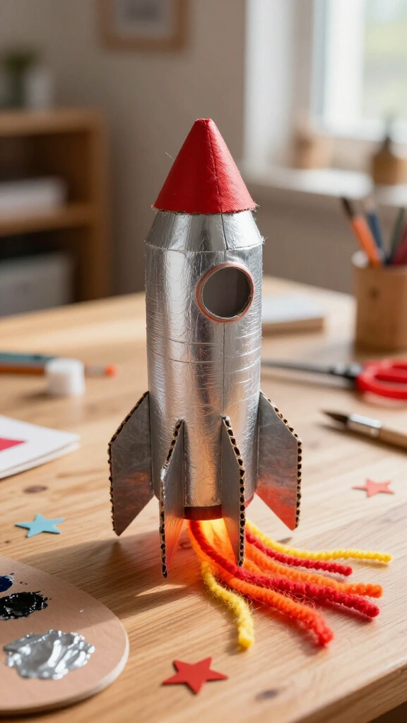 Mini cardboard space rocket