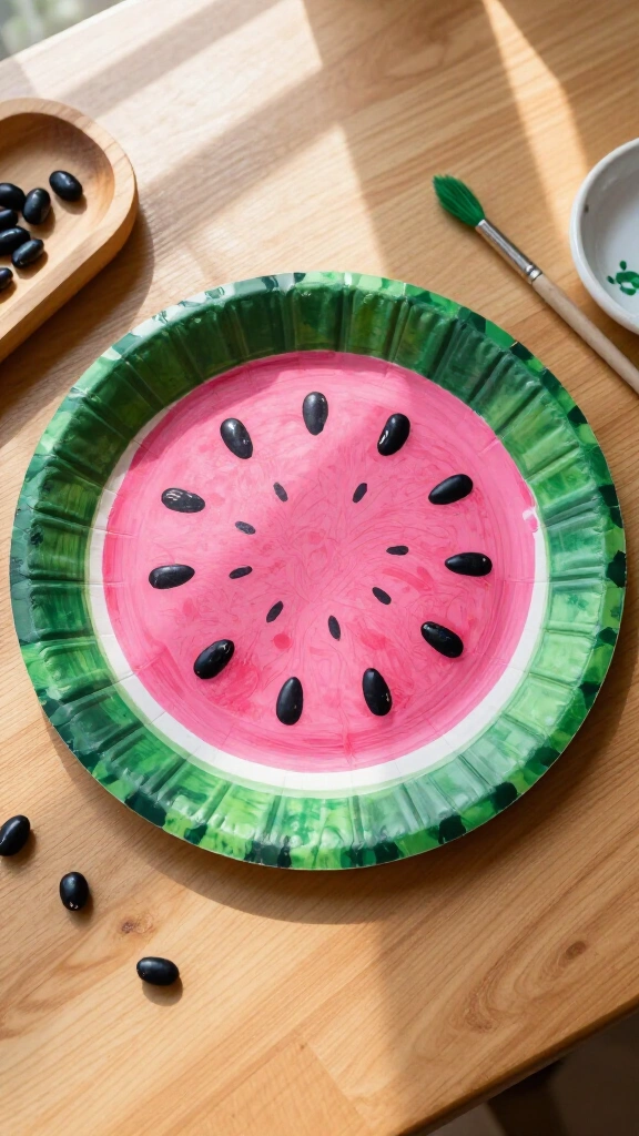 Juicy paper plate watermelon slice