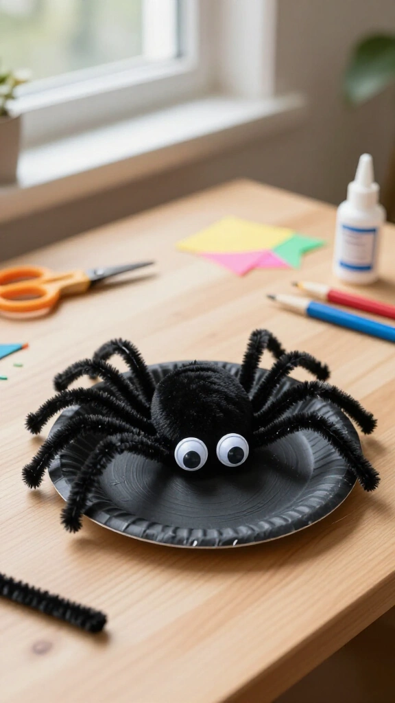 Spooky paper plate spider