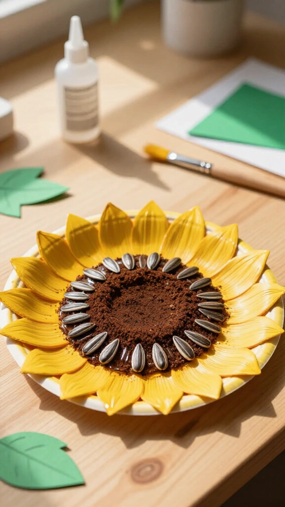 Cheerful paper plate sunflower